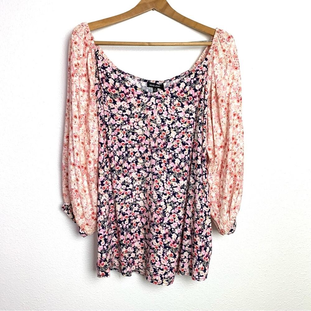 Dear John Pink Floral Mix Peasant Blouse